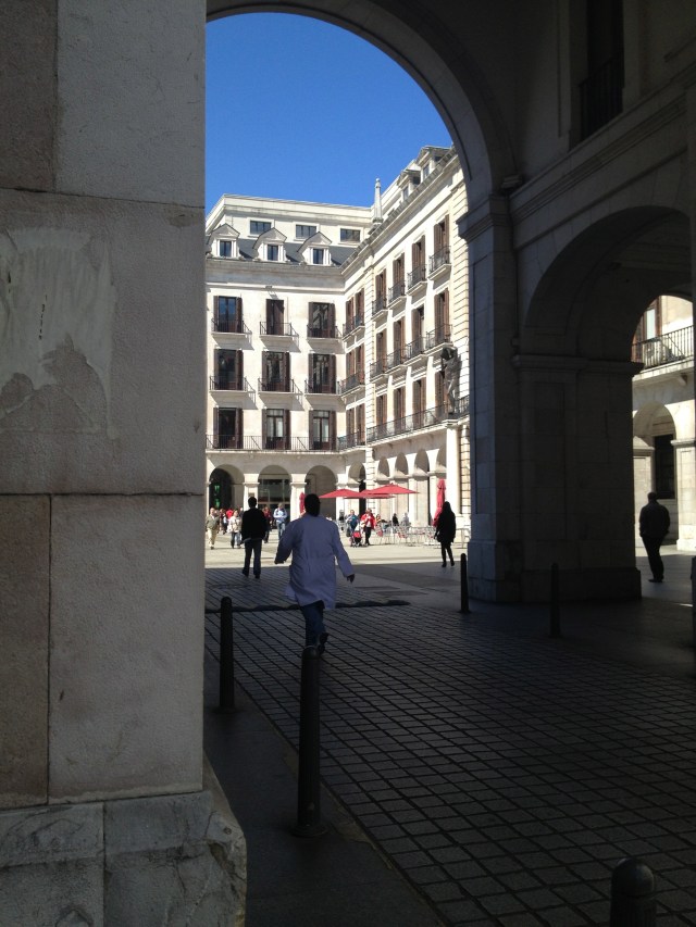 Plaza Velarde Porticada Santander people skating